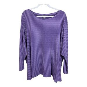 Niche Nilgun Derman Boxy River Top Size XXL Purple Shadow Stripe Cotton Blend